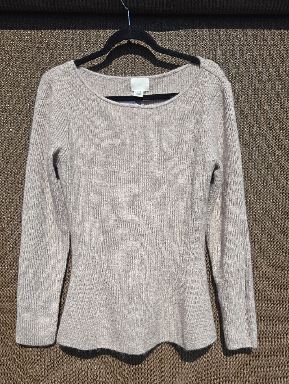 H&M Light Taupe Crew Neck Ribbed Sweater